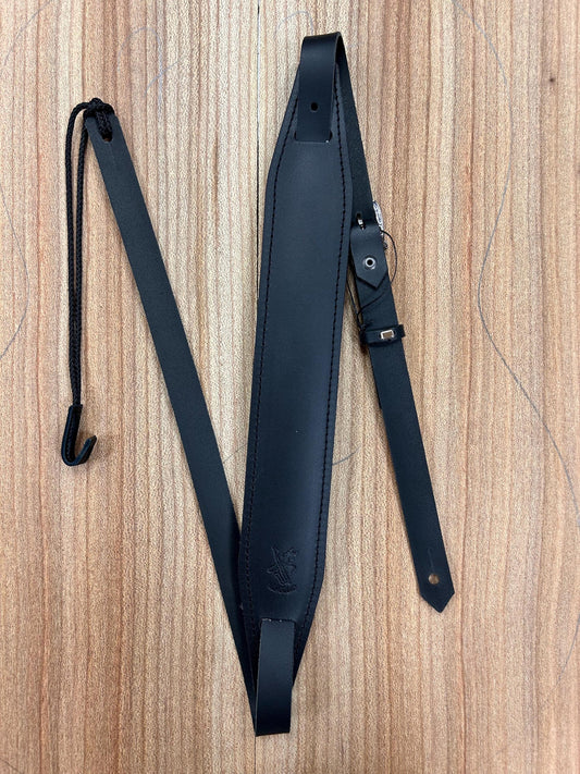 Versatile Leather Bouzouki Strap with Adjustable Hook and End-Button Attachment”