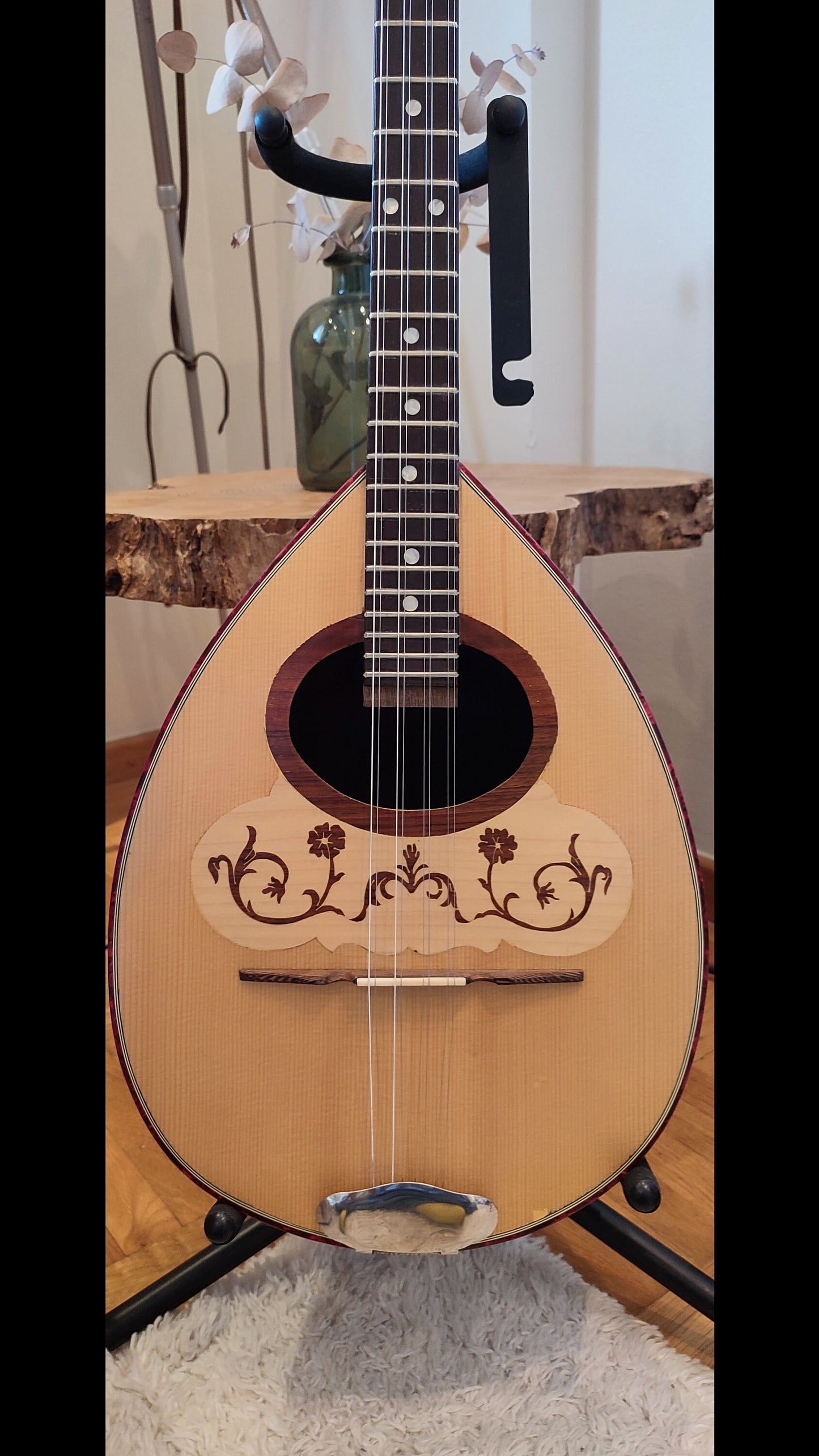 8string Handmade Bouzouki ~ Greek Traditional Handmade 8string Popular Bouzouki ~ Wooden flowers top decorations ~