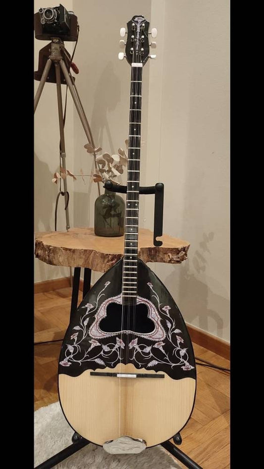 6string Handmade Bouzouki ~ Greek Traditional Handmade Popular Bouzouki  ~ Flowers vinyl decal top decorations ~