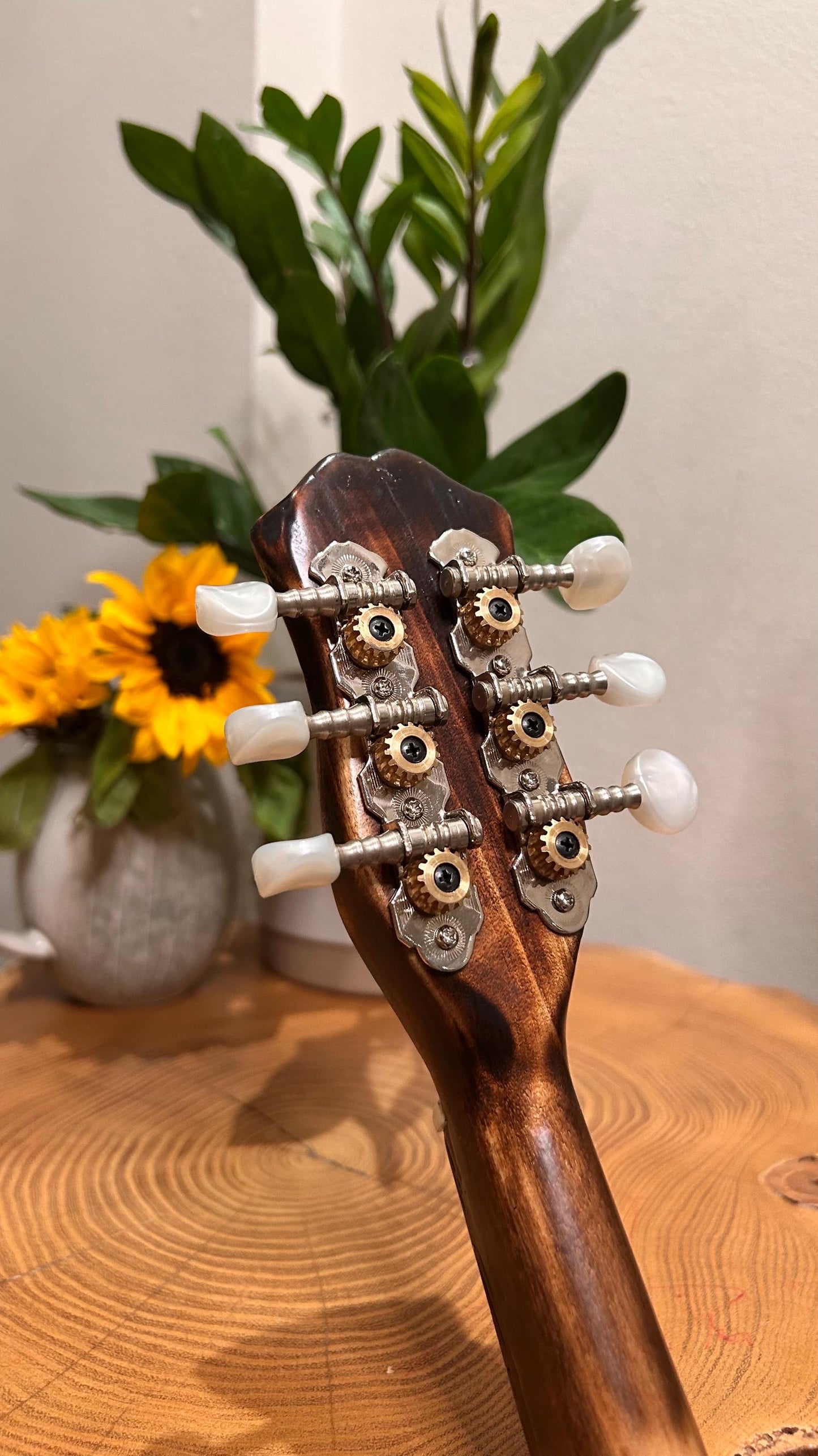 Custom Baglamas - Handmade 6-String one-piece Burned Poplar Baglamas with Black painted Spruce top - Greek Rebetiko Music