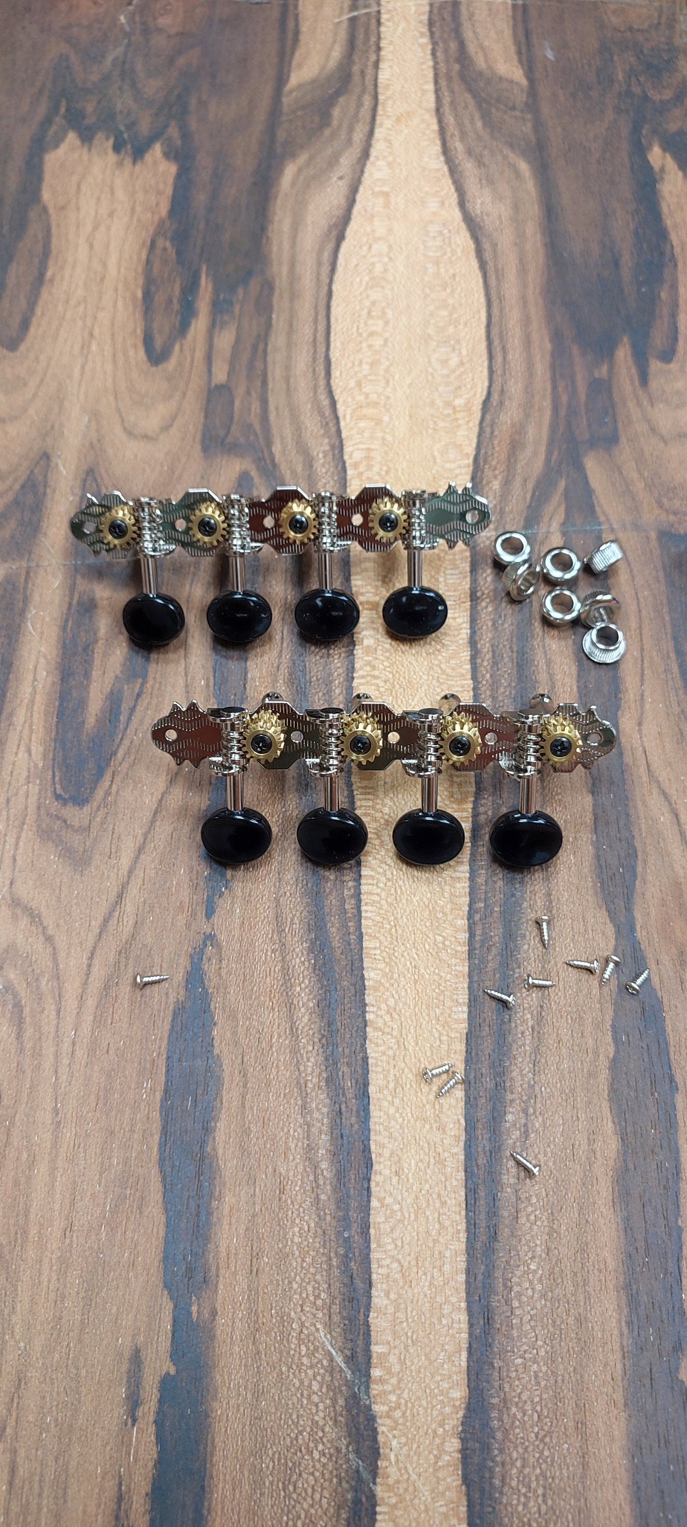 Mandolin machine heads ~ Grover style Premium 8string Mandolin tuners ~ Nickel Colour & Black Button