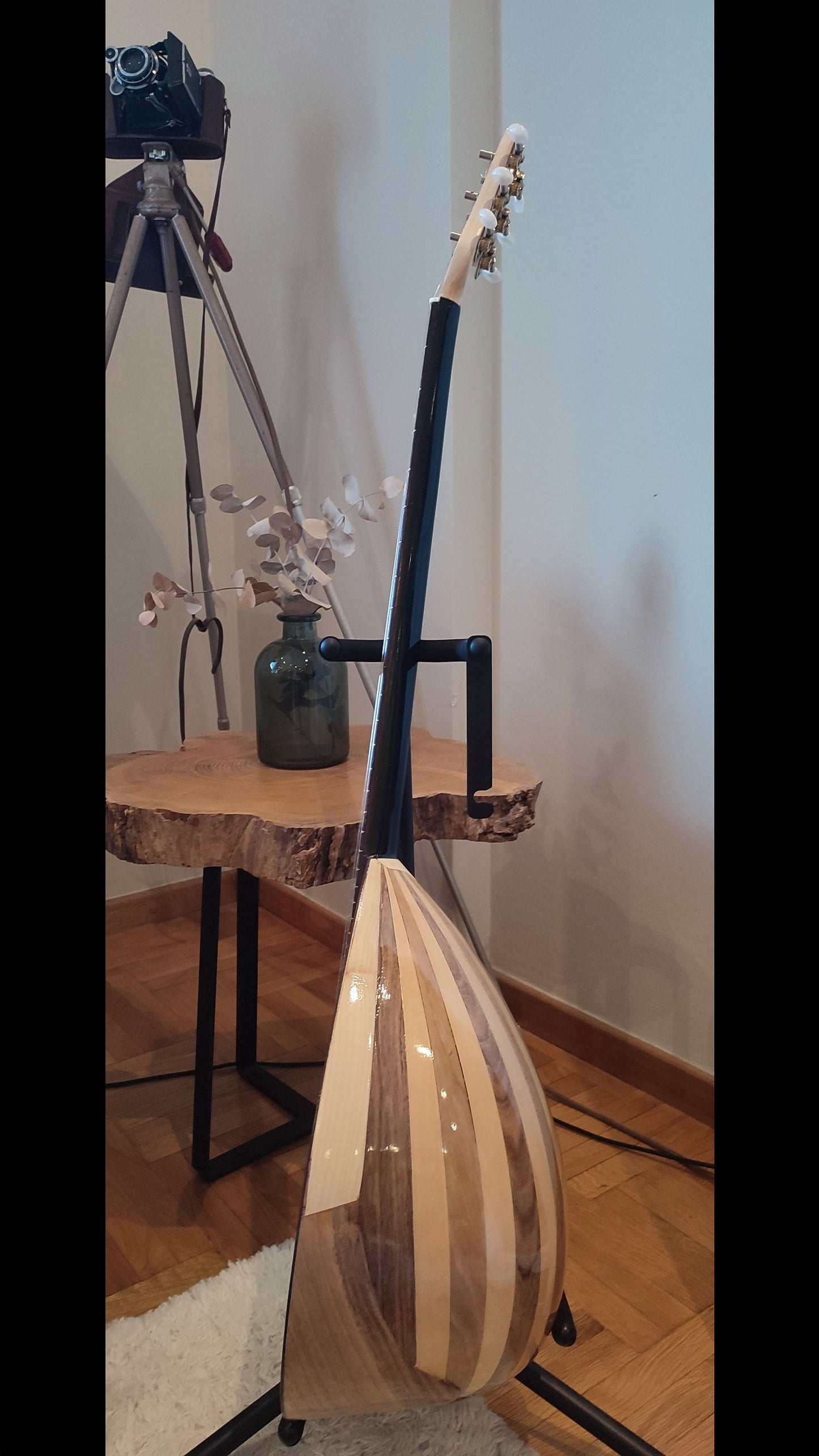 Traditional Greek Rebetiko 6 String Bouzouki - Handmade with Buttrtfly&Flower Wooden Pickguard and Top Decorations