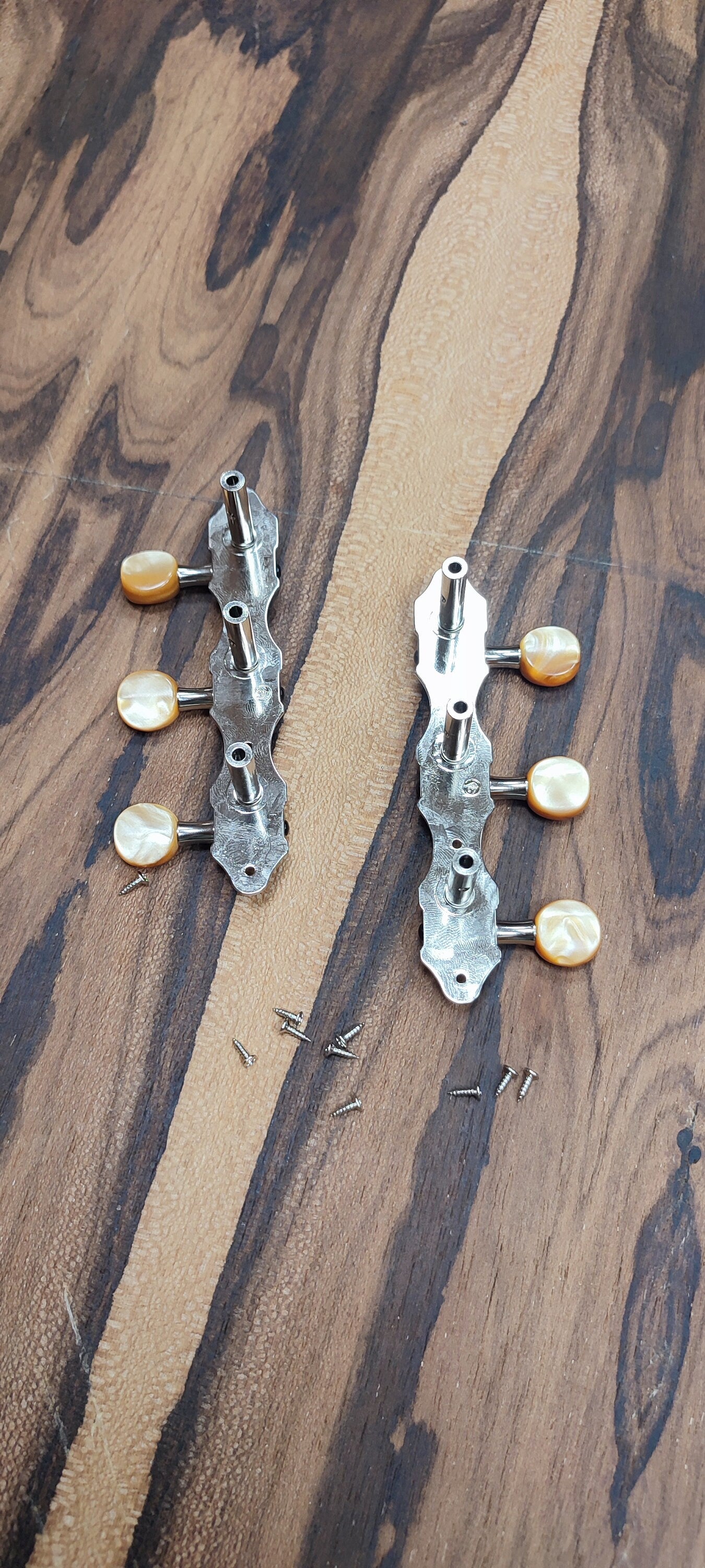 6string Bouzouki machine heads ~ Grover style Professional 6string Bouzouki tuners ~ Slotted Headstock ~ Nickel Colour & Brown Pearl Button