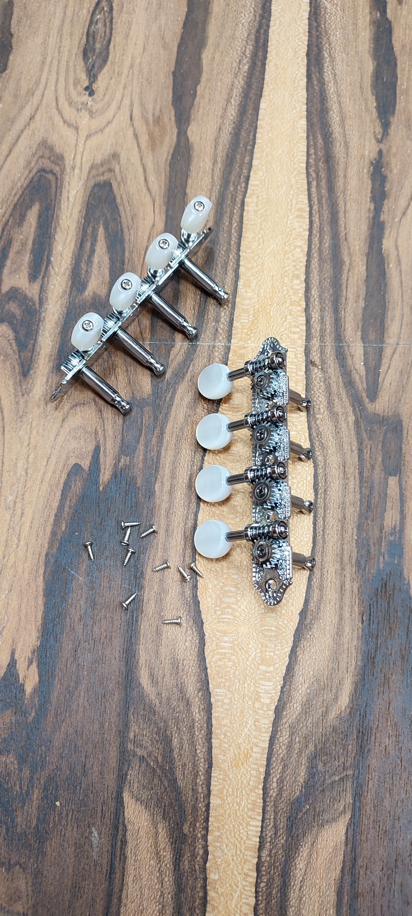 Mandolin machine heads ~ Grover style Professional 8string Mandolin tuners ~ Nickel Colour & White Pearl Button