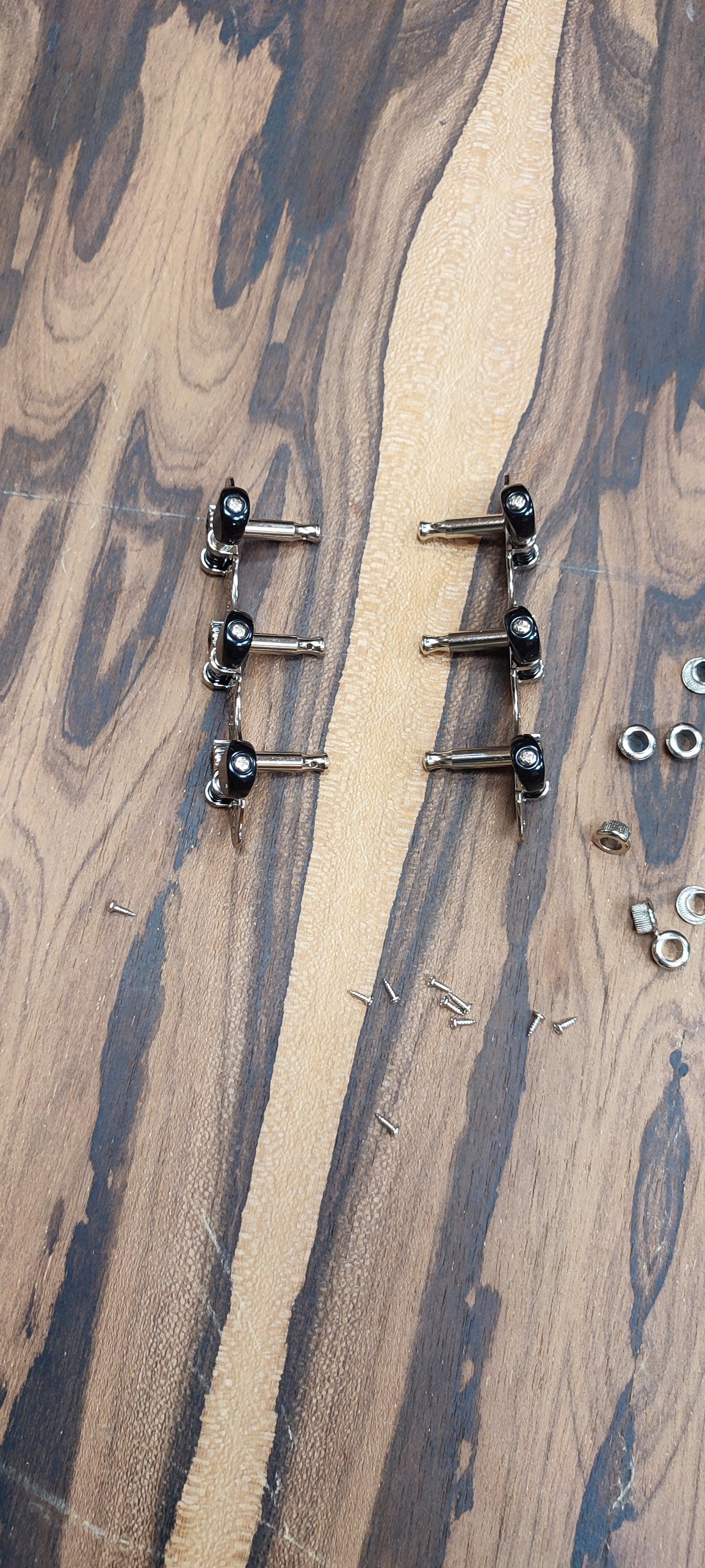 6string Bouzouki machine heads ~ Grover style Professional 6string Bouzouki tuners ~ Standard Headstock ~ Nickel Colour & Black Button