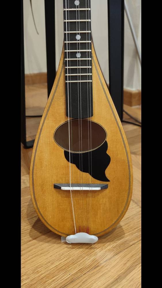 Original Tzouras ~ Greek traditional handmade music instrument ~ rebetiko music Tzouras ~ with black celluloid top decorations