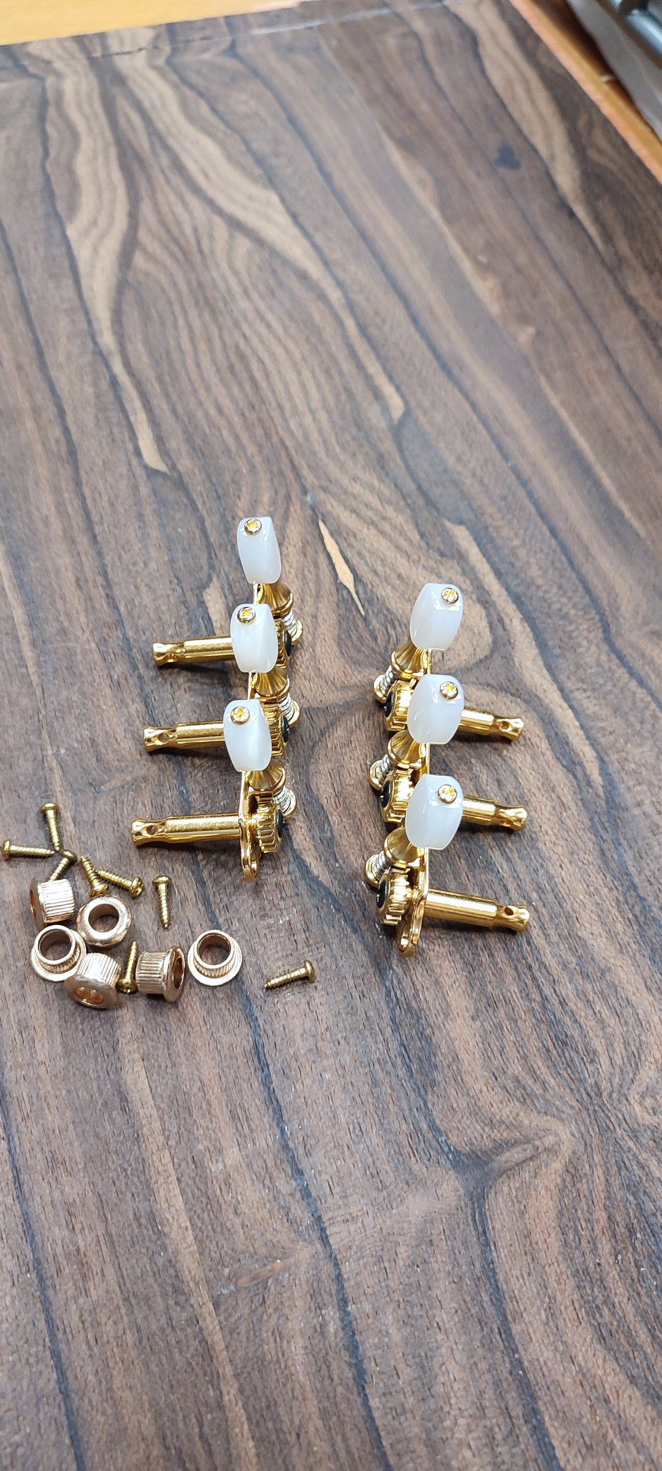 Baglamas / 6string Bouzouki machine heads ~ Professional Baglamas / 6string Bouzouki tuners ~ Gold Colour & White Pearl Button