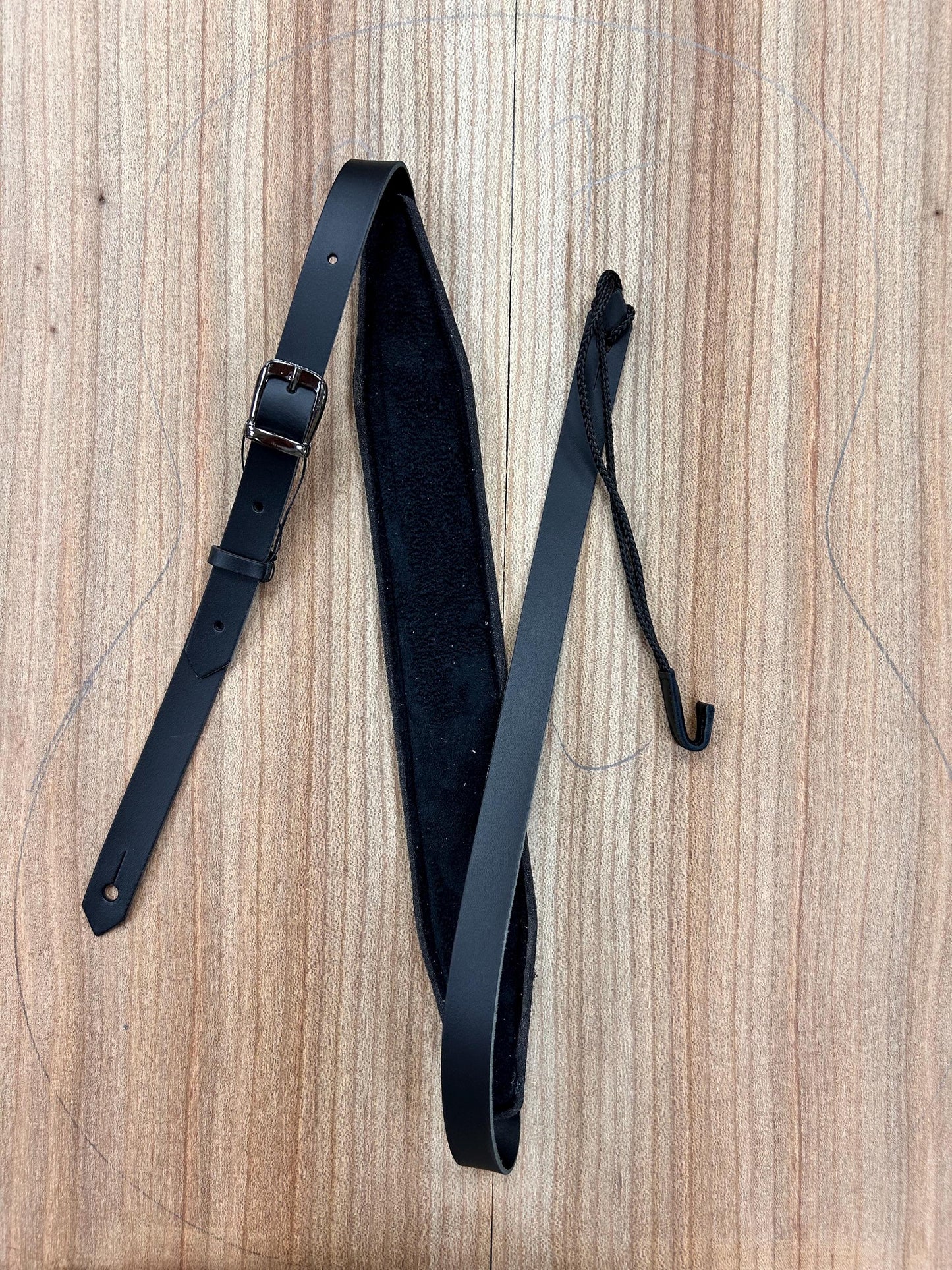 Versatile Leather Bouzouki Strap with Adjustable Hook and End-Button Attachment”