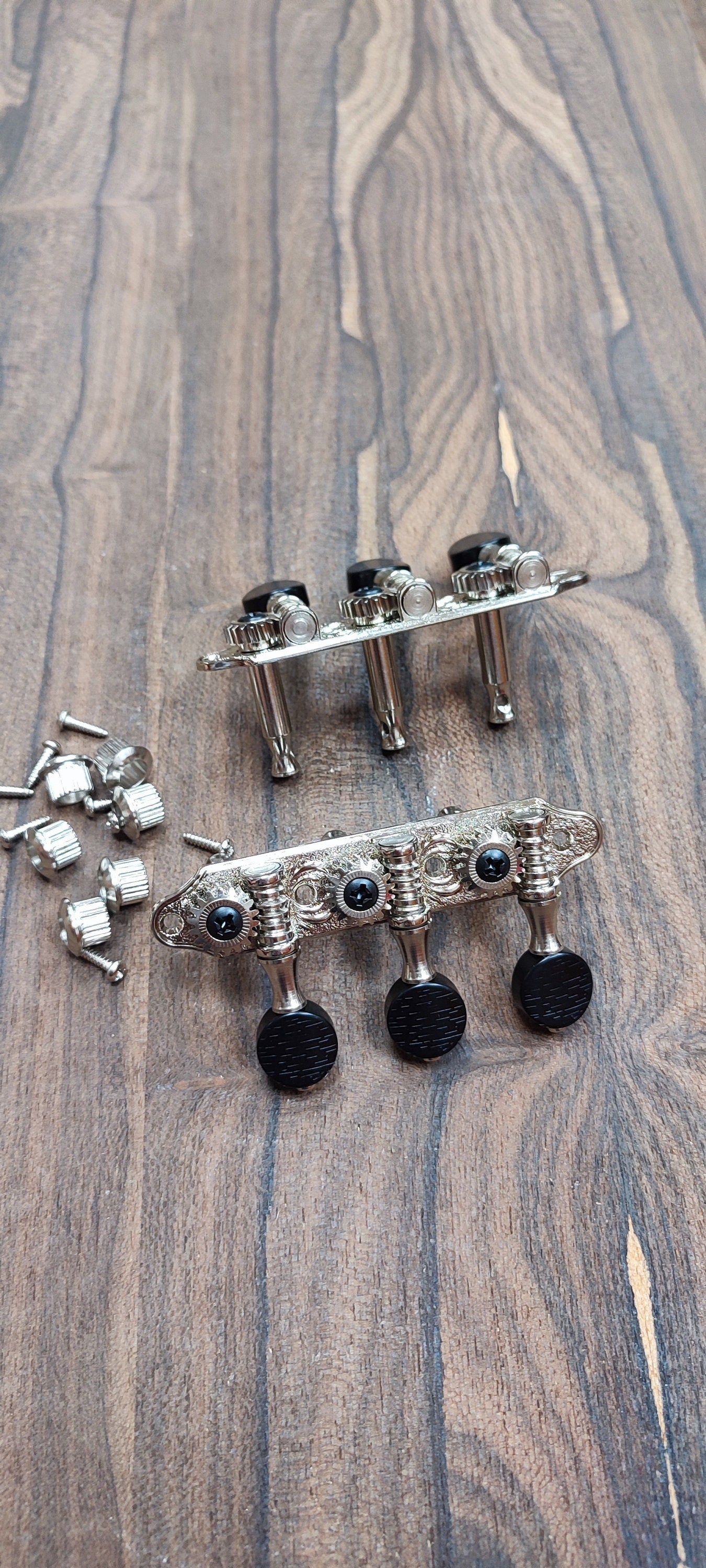 Baglamas / 6string Bouzouki machine heads ~ Professional Baglamas / 6string Bouzouki tuners ~ Nickel Colour & Black Button