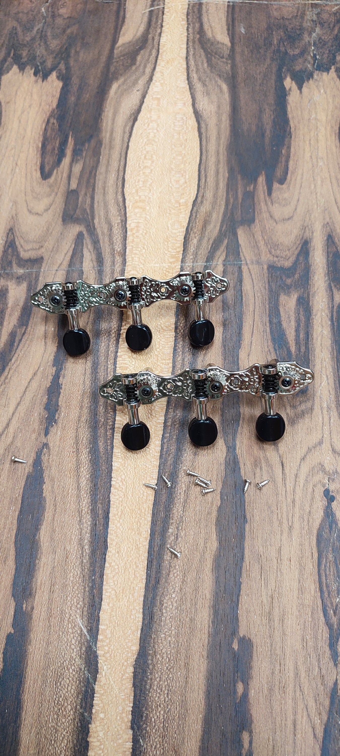 6string Bouzouki machine heads ~ Grover style Professional 6string Bouzouki tuners ~ Slotted Headstock ~ Nickel Colour & Black Button