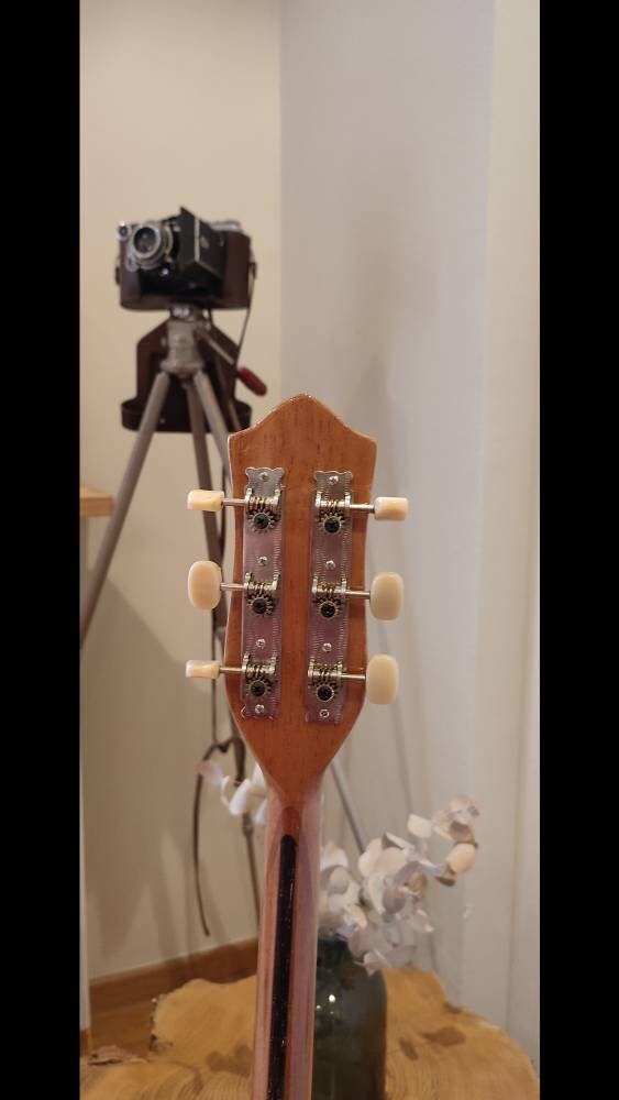 Traditional Greek 6-String Bouzouki - Handmade, Rebetiko Instrument with Wooden Inlays and Pickguard for Authenticity