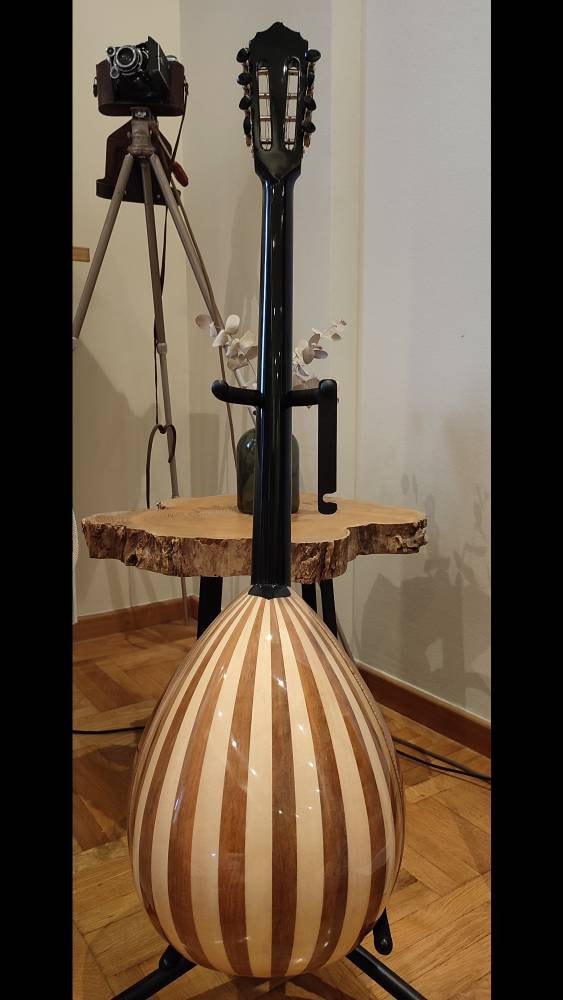 Premium Handmade 8-String Bouzouki - Greek Traditional Popular Instrument with Full Top Decorations and Cellulose Vines