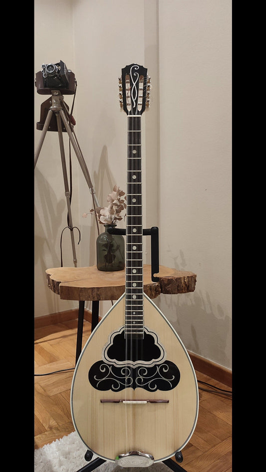 Premium Handmade 8-String Bouzouki with Double Action Truss-Rod and Cellulose Vines Top Decorations - Greek Popular Bouzouki