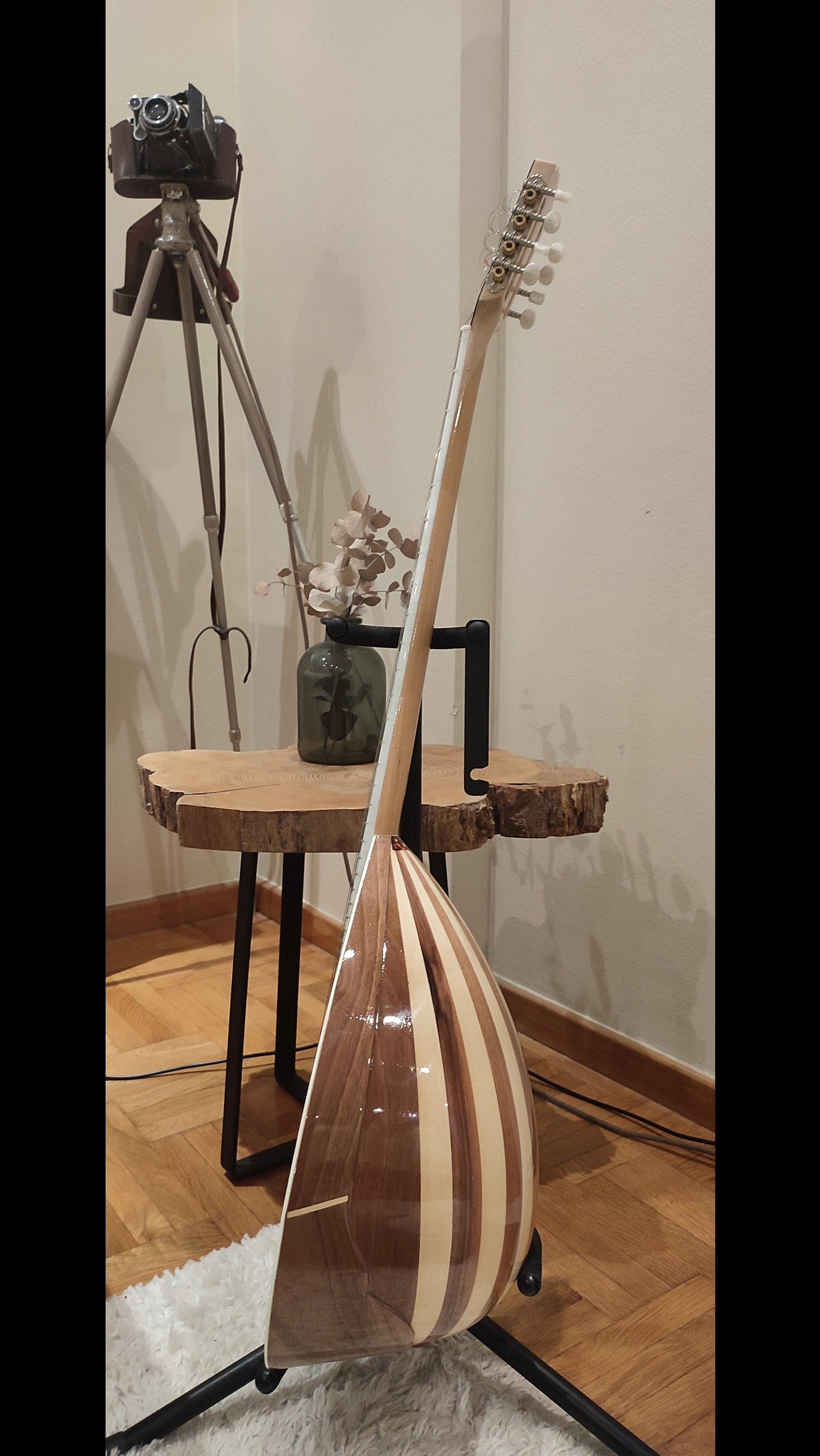 Premium Handmade 8-String Bouzouki with Double Action Truss-Rod and Cellulose Vines Top Decorations - Greek Popular Bouzouki