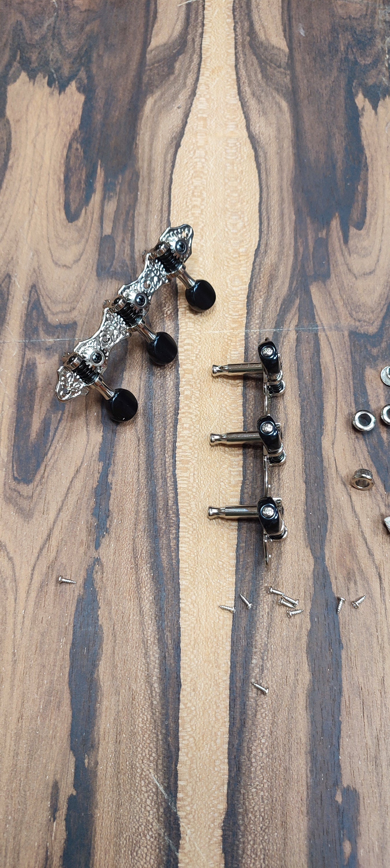 6string Bouzouki machine heads ~ Grover style Professional 6string Bouzouki tuners ~ Standard Headstock ~ Nickel Colour & Black Button