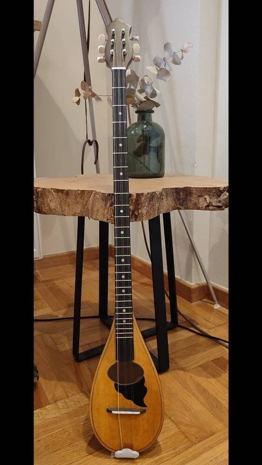 Original Tzouras ~ Greek traditional handmade music instrument ~ rebetiko music Tzouras ~ with black celluloid top decorations