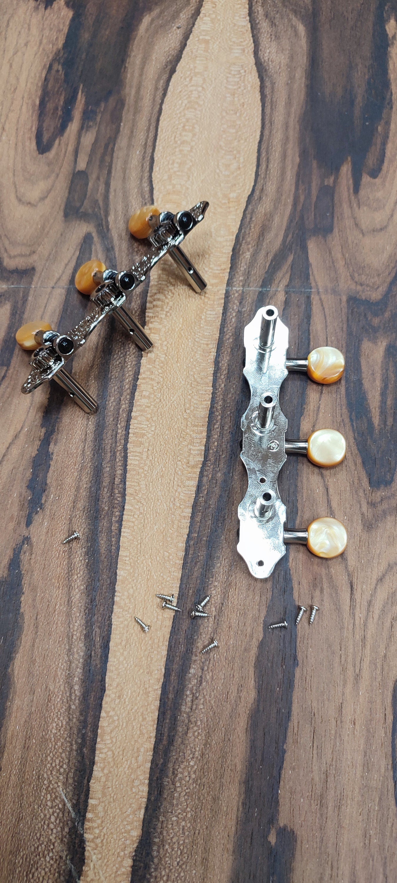 6string Bouzouki machine heads ~ Grover style Professional 6string Bouzouki tuners ~ Slotted Headstock ~ Nickel Colour & Brown Pearl Button