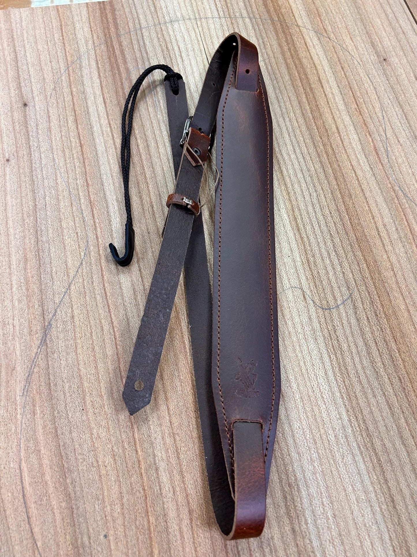 Versatile Leather Bouzouki Strap with Adjustable Hook and End-Button Attachment”