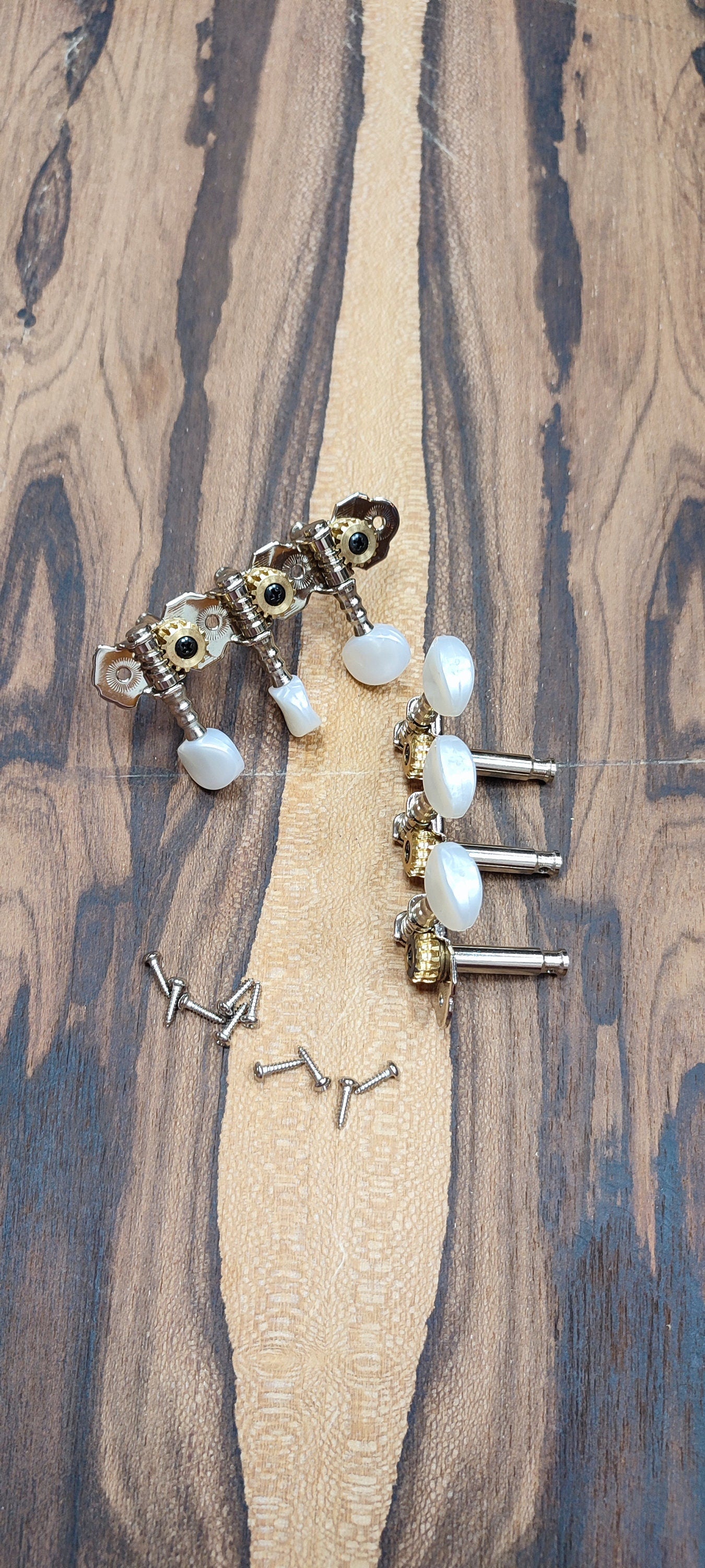Baglamas / 6string Bouzouki machine heads ~ Gebr Van Gent 43.03ov/P Baglamas / 6string Bouzouki tuners ~ Nickel Colour & White Pearl Button