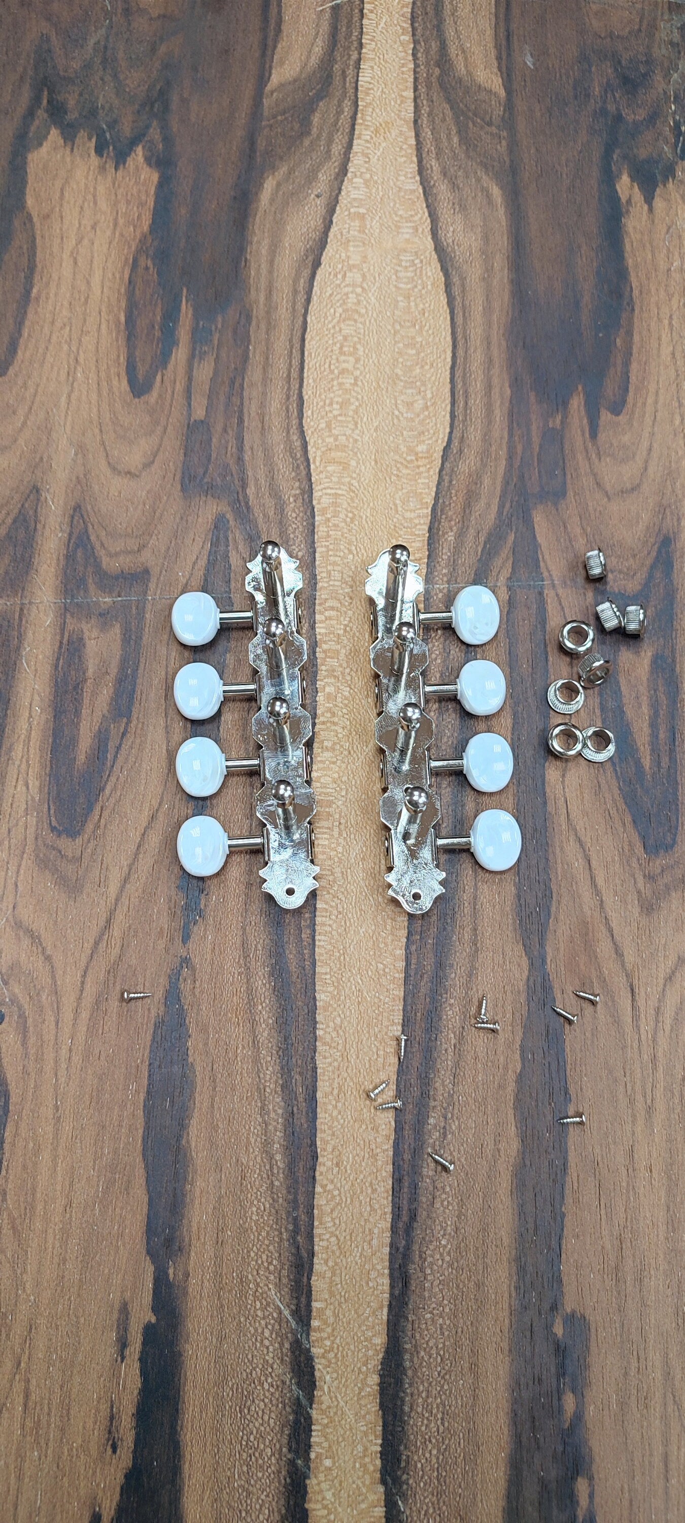 Mandolin machine heads ~ Grover style Premium 8string Mandolin tuners ~ Nickel Colour & White Pearl Button