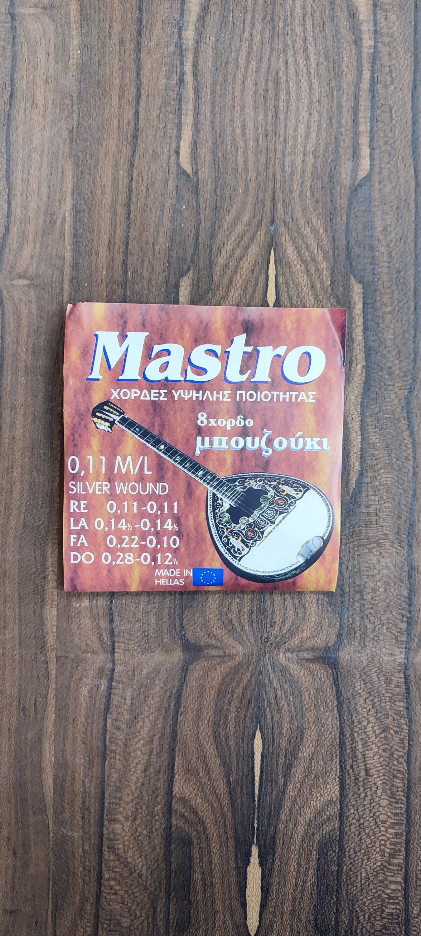 8string Bouzouki Set of Strings ~ Mastro Medium Set ~ 0,11 Set Silverplated Wound