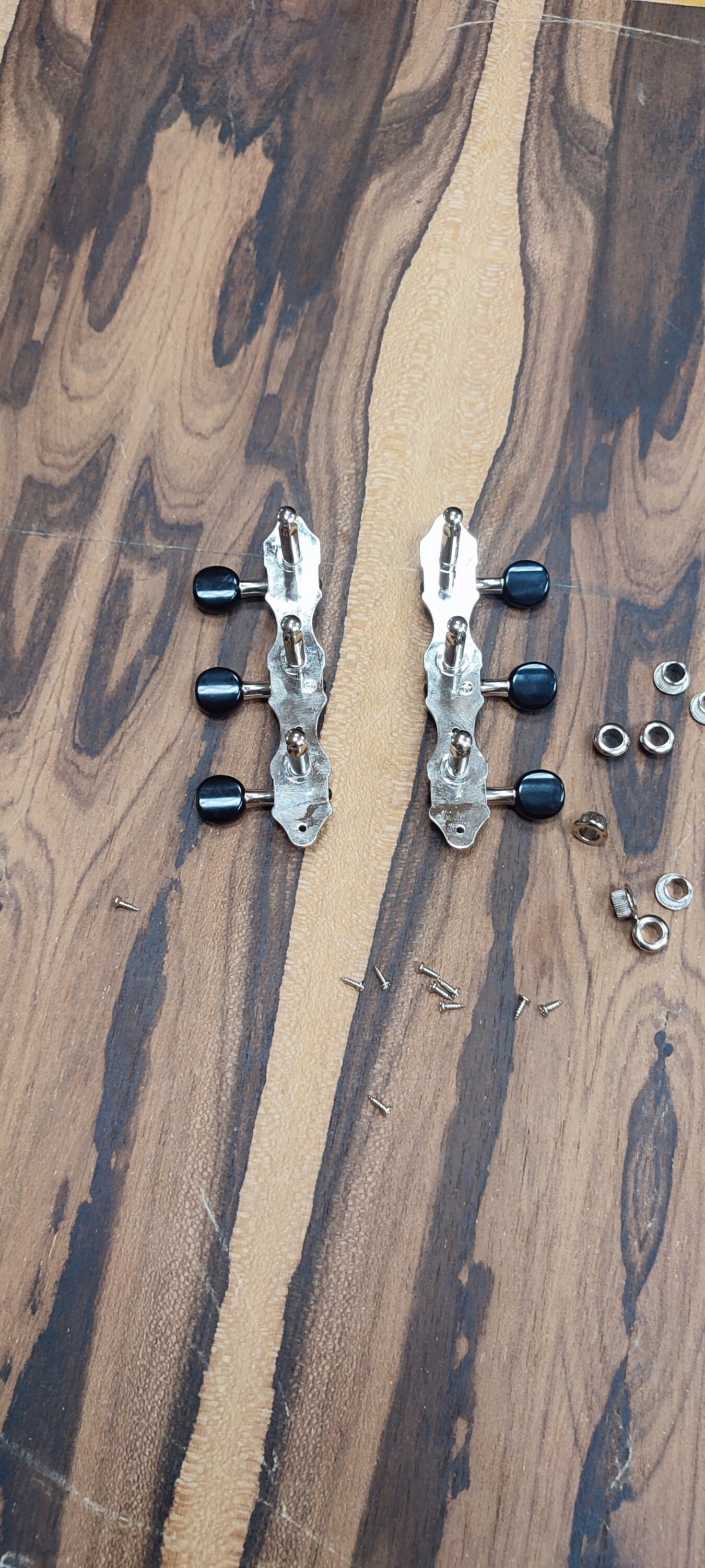 6string Bouzouki machine heads ~ Grover style Professional 6string Bouzouki tuners ~ Standard Headstock ~ Nickel Colour & Black Button