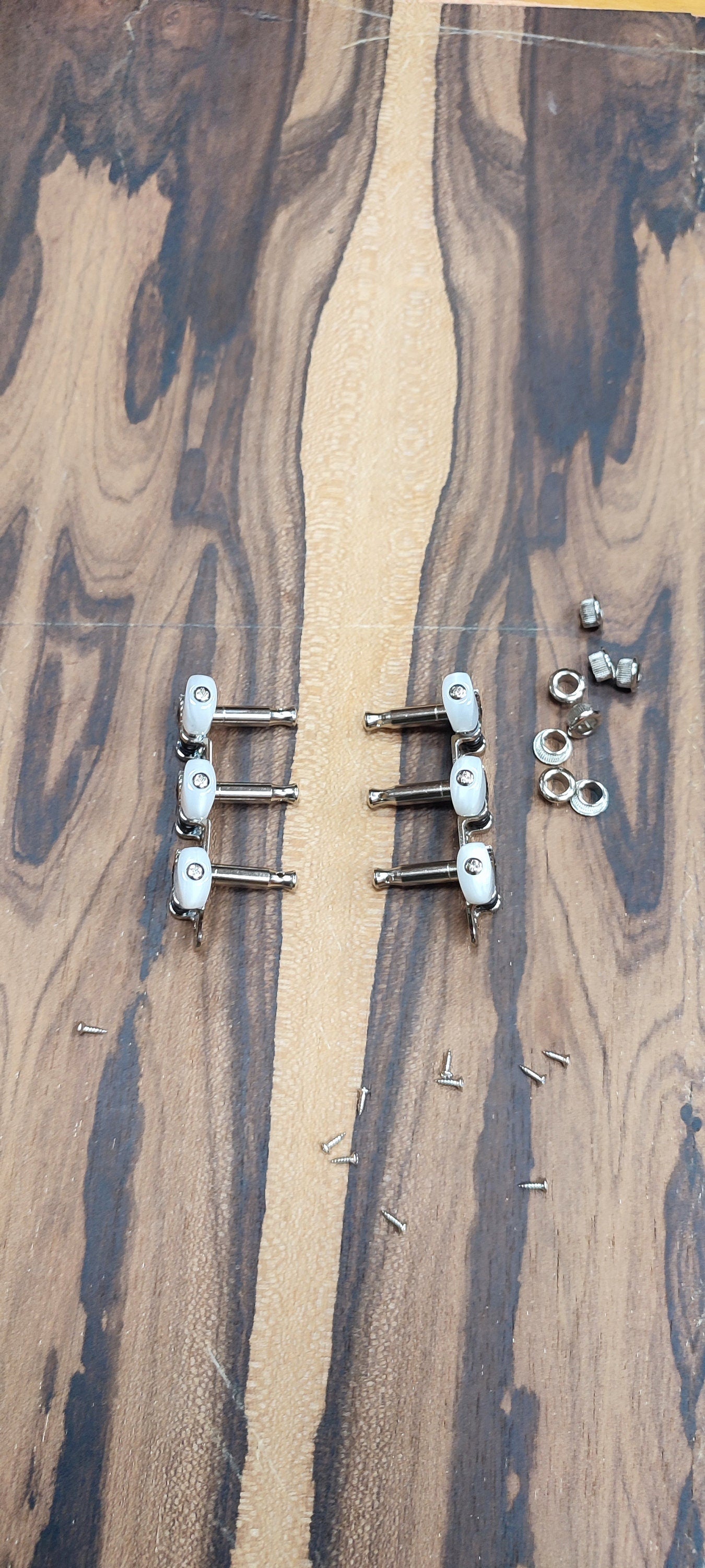 Baglamas/Bouzouki machine heads ~ Grover style Professional 6string Baglama/Bouzouki tuners ~ Nickel Colour & White Pearl Button