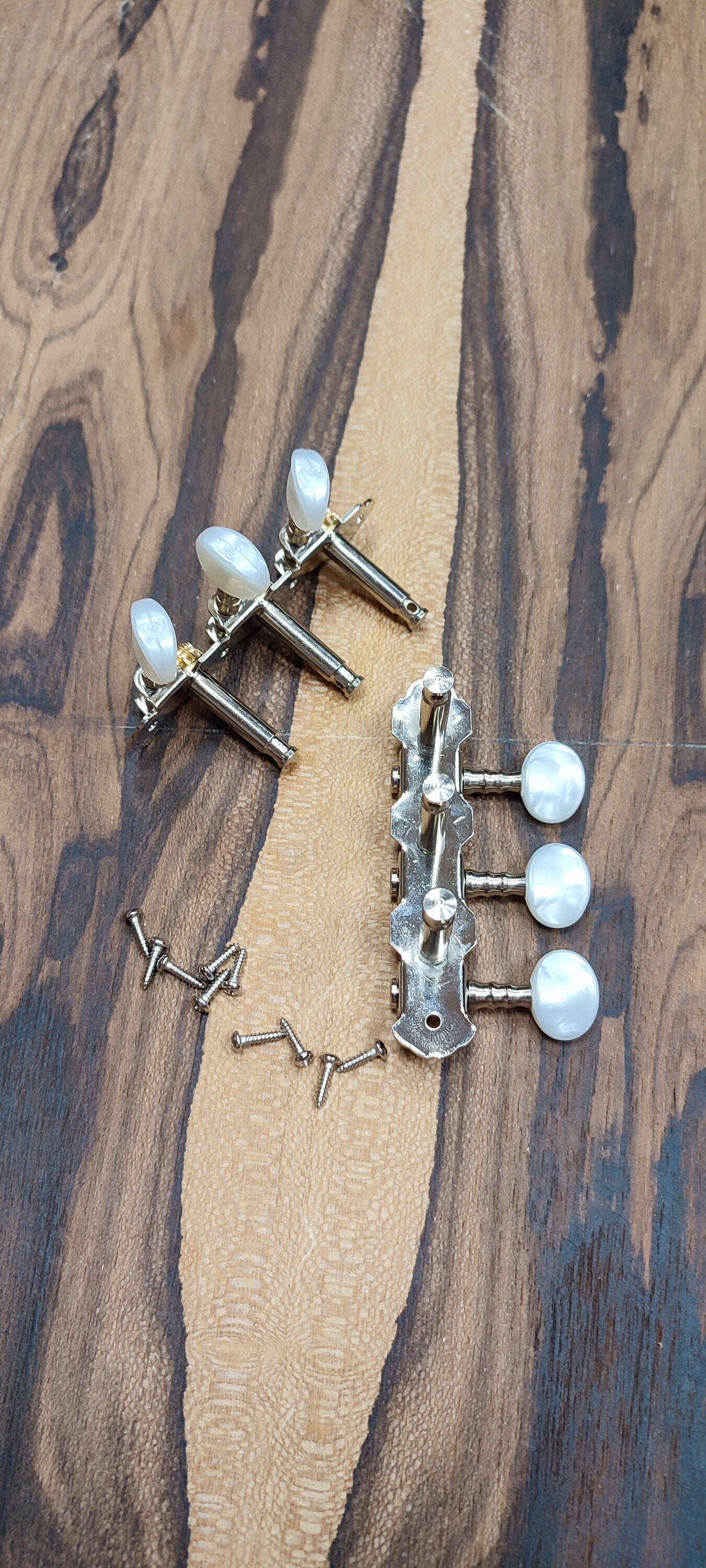 Baglamas / 6string Bouzouki machine heads ~ Gebr Van Gent 43.03ov/P Baglamas / 6string Bouzouki tuners ~ Nickel Colour & White Pearl Button