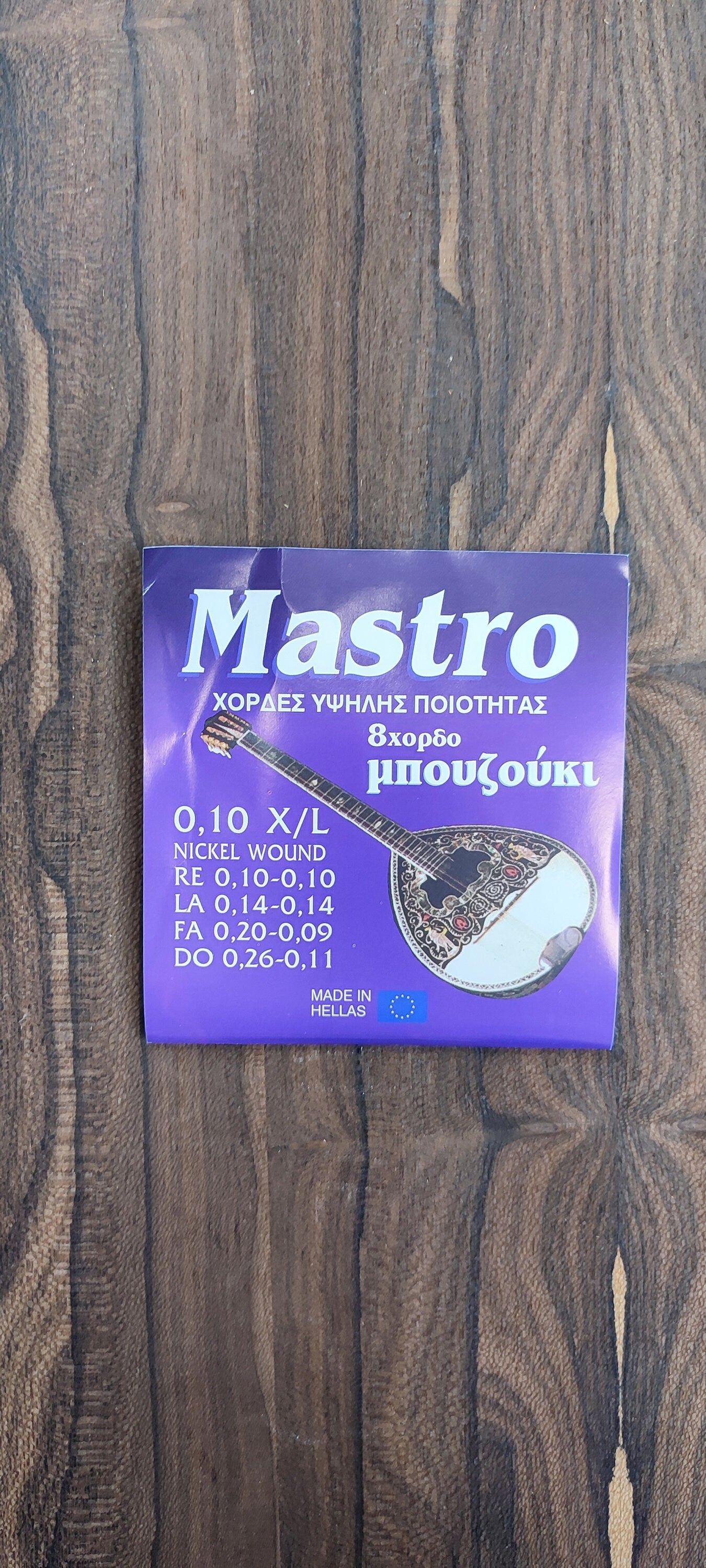 8string Bouzouki Set of Strings ~ Mastro Light Set ~ 0,10 Set Nickelplated Wound