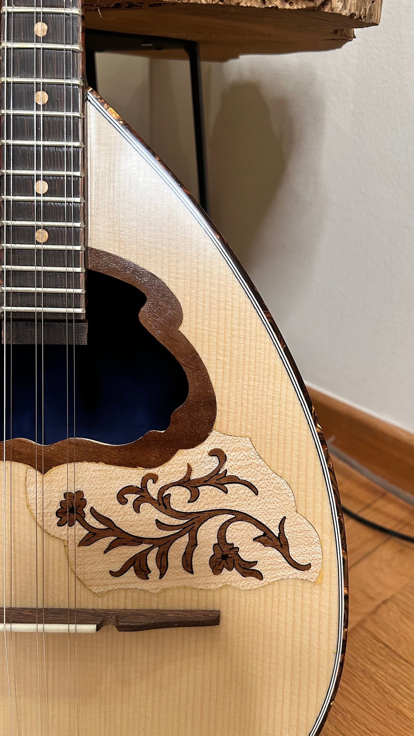 6string Handmade Bouzouki ~ Greek Traditional Handmade Popular Rebetiko Bouzouki ~ Flower wooden pickguard / top decorations ~