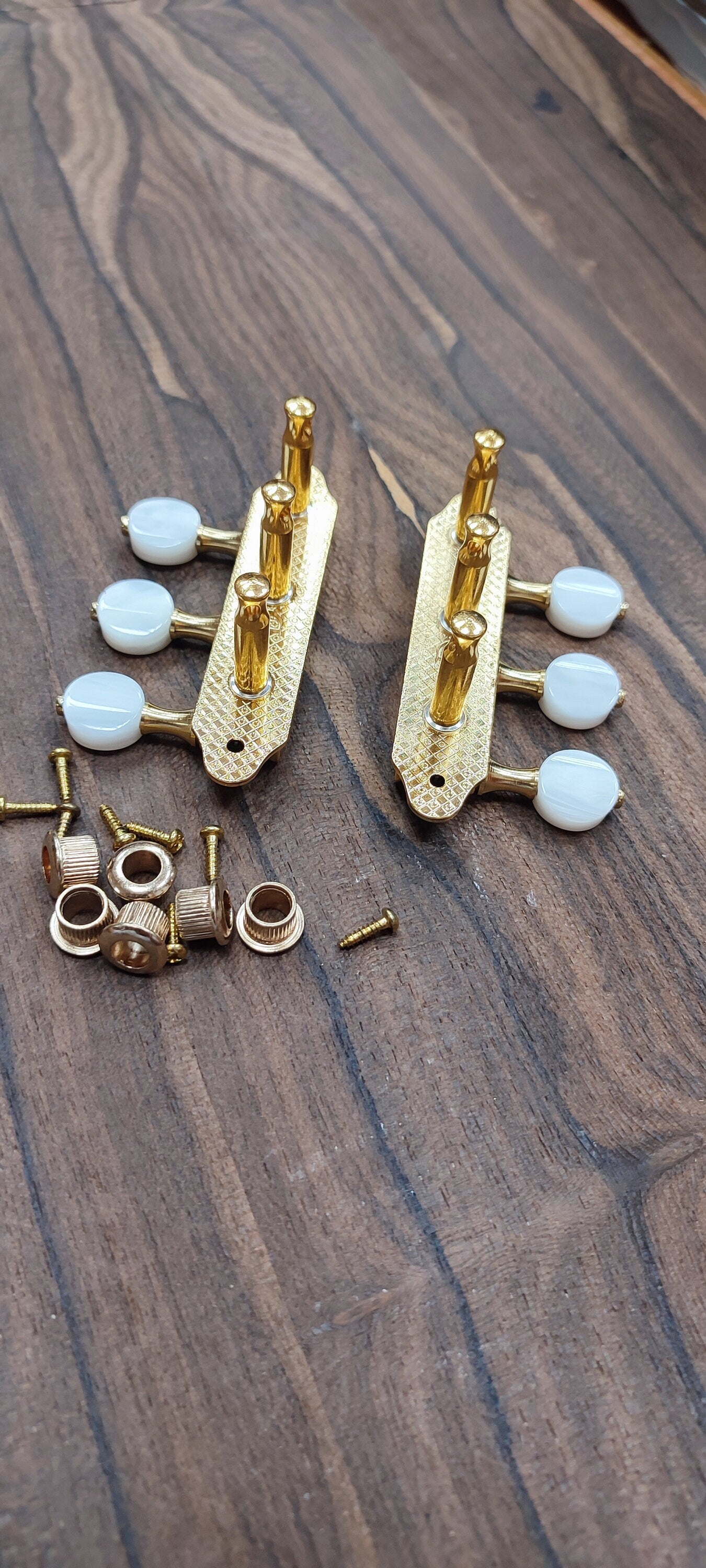 Baglamas / 6string Bouzouki machine heads ~ Professional Baglamas / 6string Bouzouki tuners ~ Gold Colour & White Pearl Button