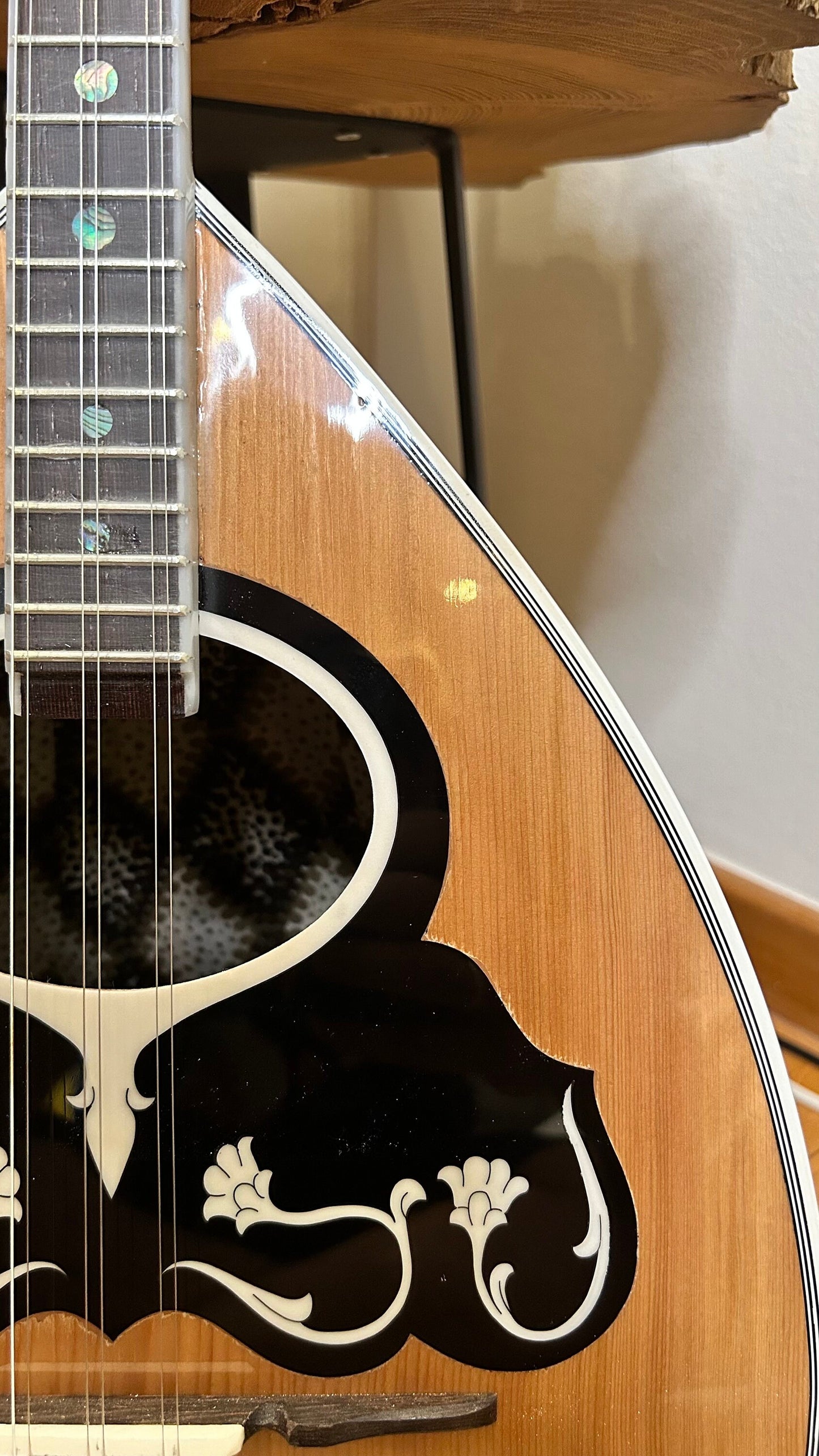 Handmade Greek Rebetiko 6-String Bouzouki - Flowers Celluloid Pickguard & Top Decorations