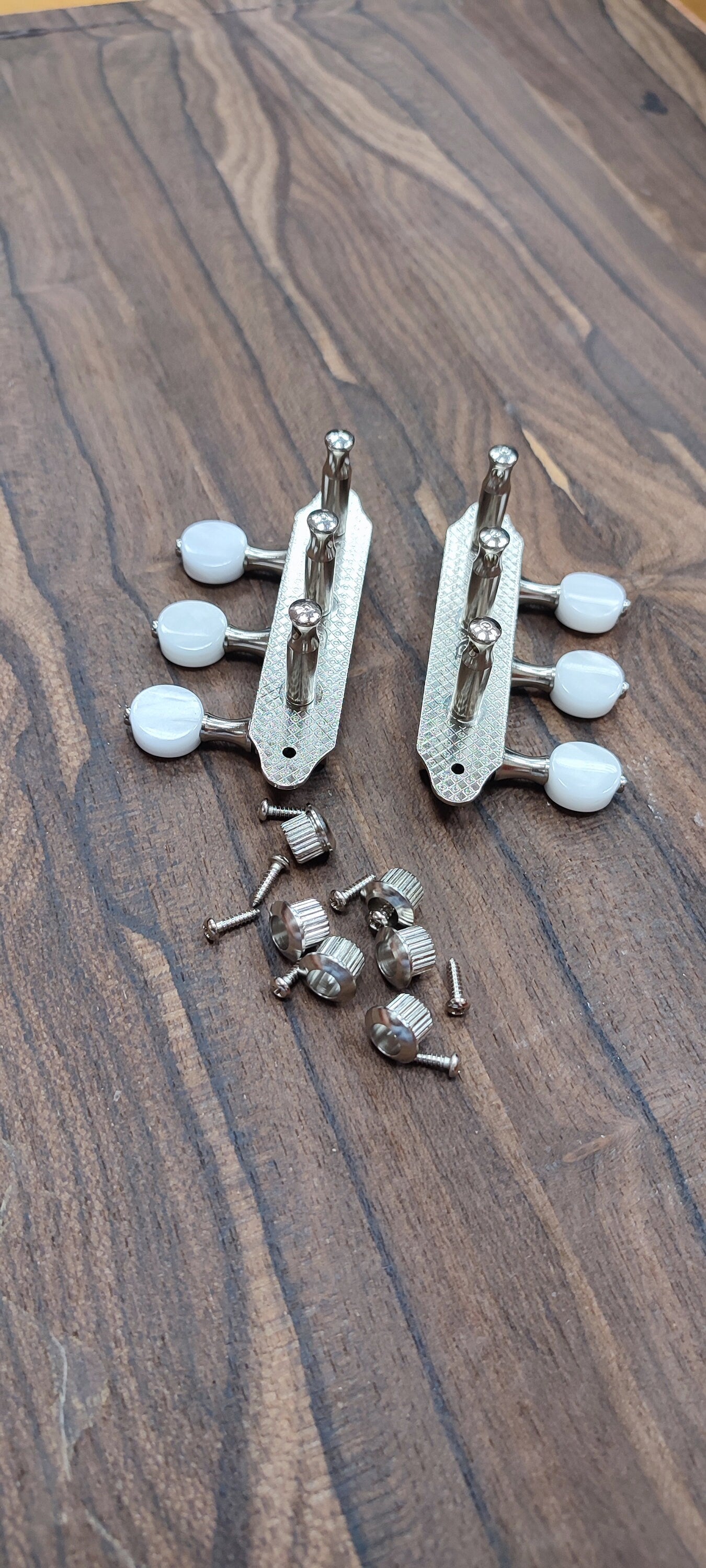 Baglamas / 6string Bouzouki machine heads ~ Baglamas / 6string Bouzouki tuners ~ Nickel Colour & White Pearl Button