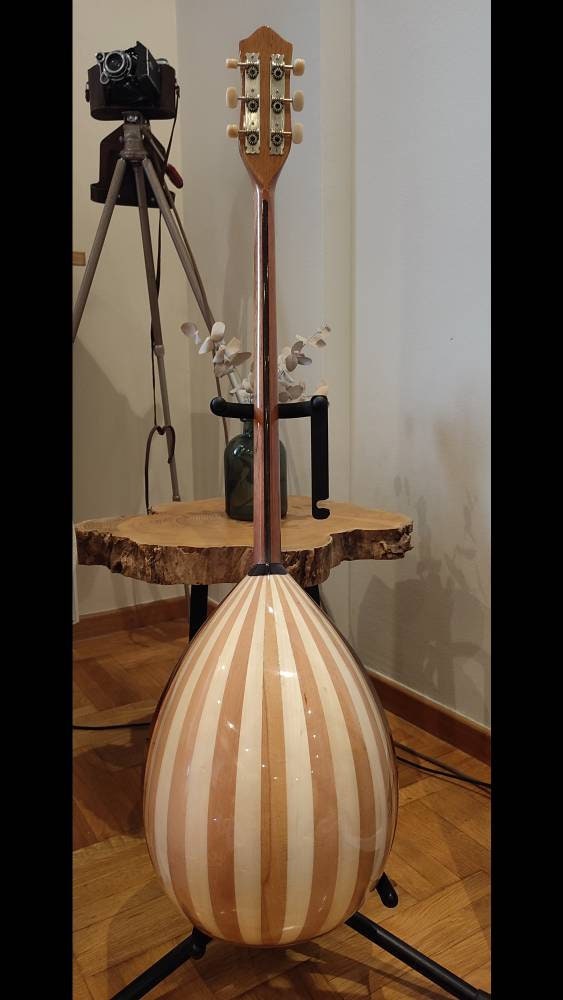 Traditional Greek 6-String Bouzouki - Handmade, Rebetiko Instrument with Wooden Inlays and Pickguard for Authenticity