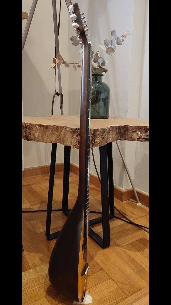 Original Tzouras ~ Greek traditional handmade music instrument ~ rebetiko music Tzouras ~ with black celluloid top decorations