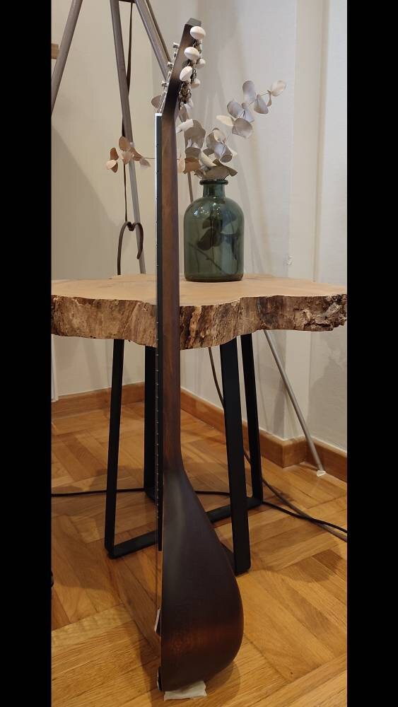 Original Tzouras ~ Greek traditional handmade music instrument ~ rebetiko music Tzouras ~ with black celluloid top decorations
