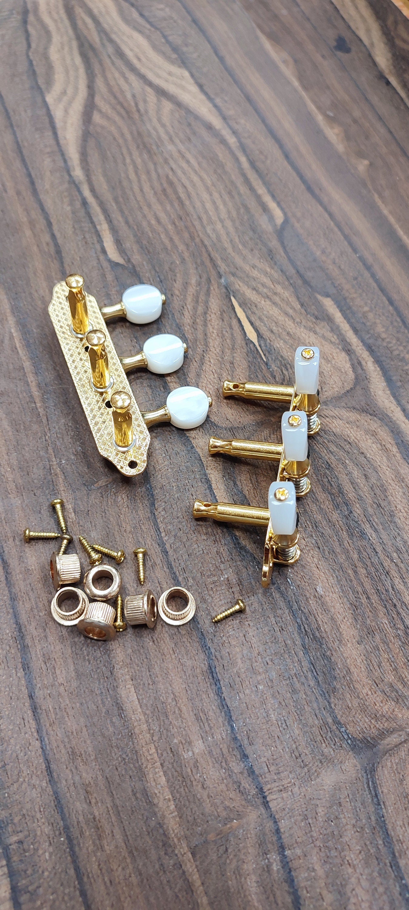 Baglamas / 6string Bouzouki machine heads ~ Professional Baglamas / 6string Bouzouki tuners ~ Gold Colour & White Pearl Button