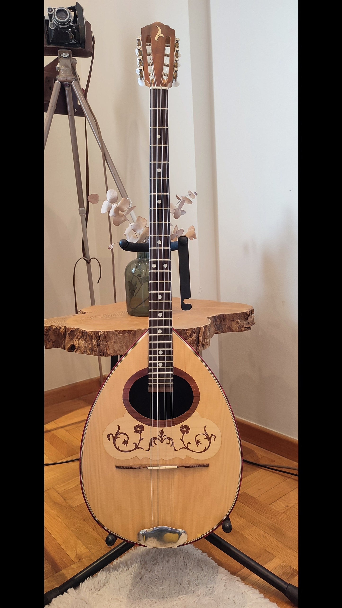 8string Handmade Bouzouki ~ Greek Traditional Handmade 8string Popular Bouzouki ~ Wooden flowers top decorations ~