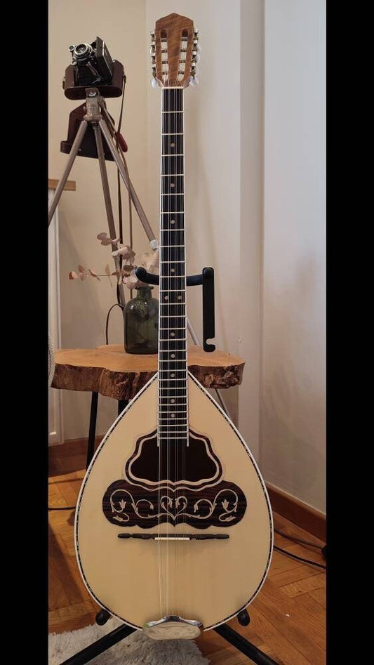 Premium Handmade 8-String Bouzouki with Greek Traditional Vines Mid-Top Decorations