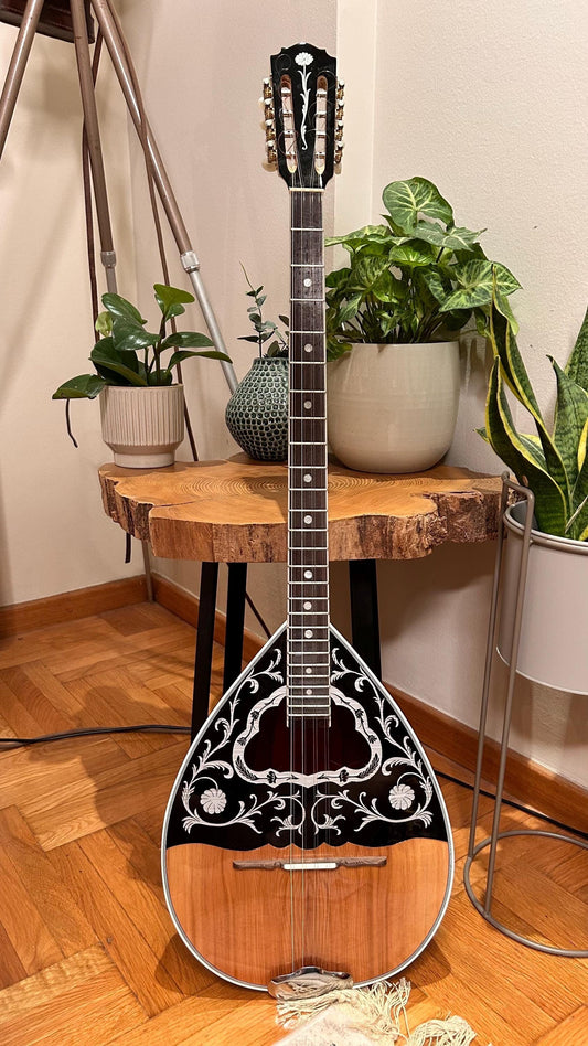 Handmade 8-string Professional Bouzouki with double-action truss rod and exquisite Cellulose Vines&Flower decorations - Greek craftsmanship