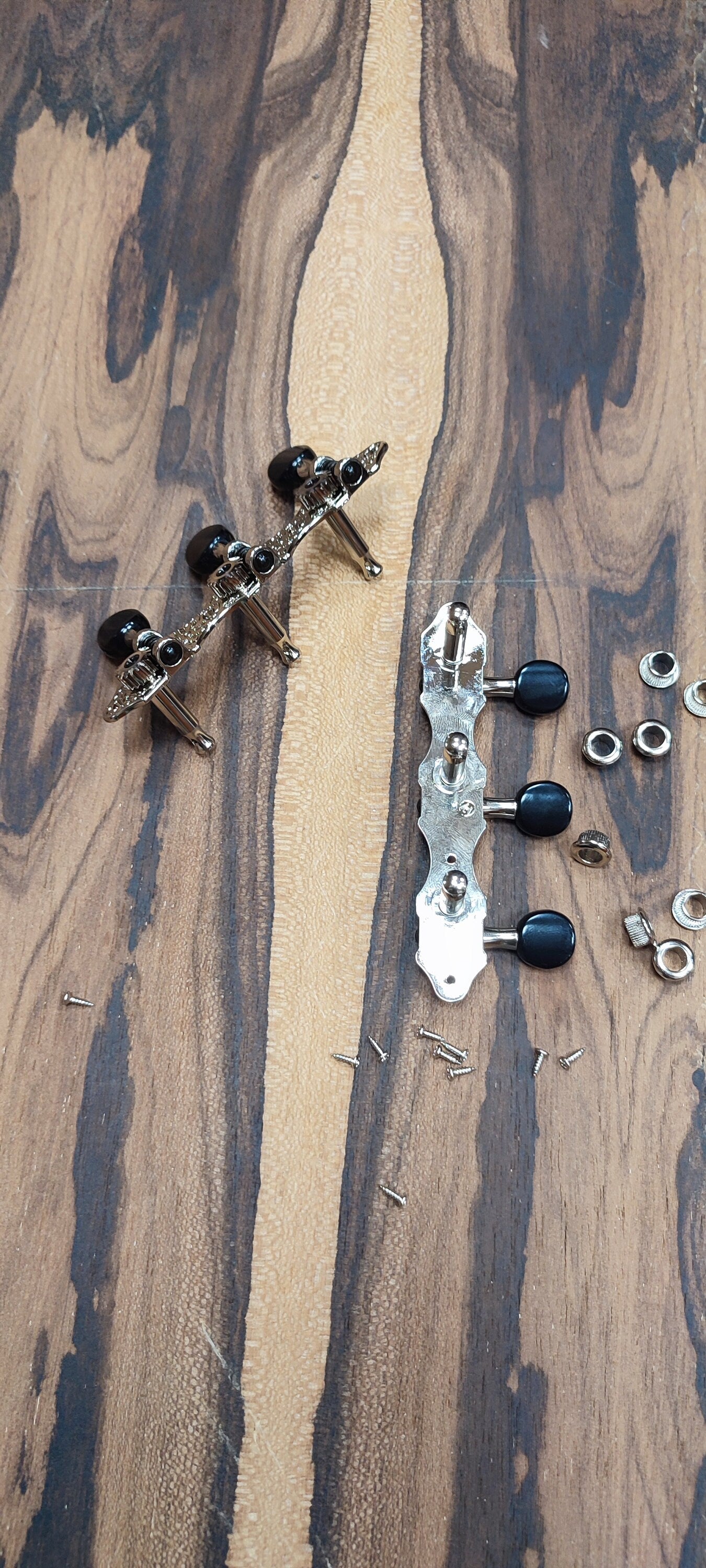 6string Bouzouki machine heads ~ Grover style Professional 6string Bouzouki tuners ~ Standard Headstock ~ Nickel Colour & Black Button