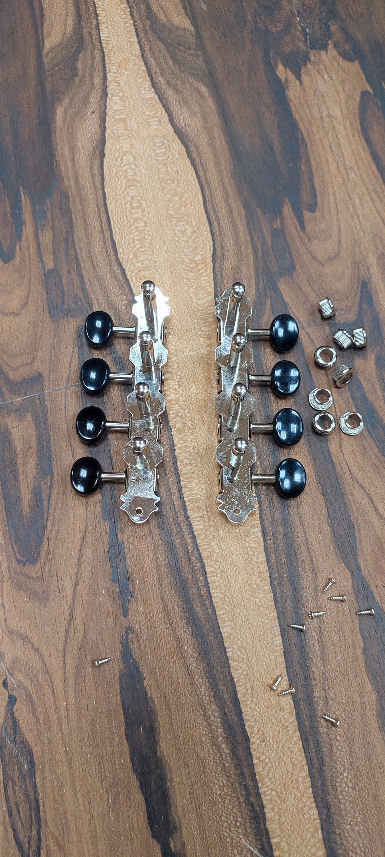 Mandolin machine heads ~ Grover style Premium 8string Mandolin tuners ~ Nickel Colour & Black Button