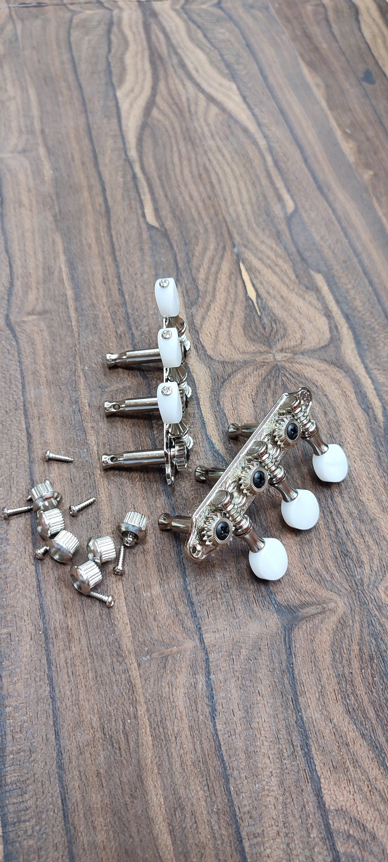 Baglamas / 6string Bouzouki machine heads ~ Baglamas / 6string Bouzouki tuners ~ Nickel Colour & White Pearl Button