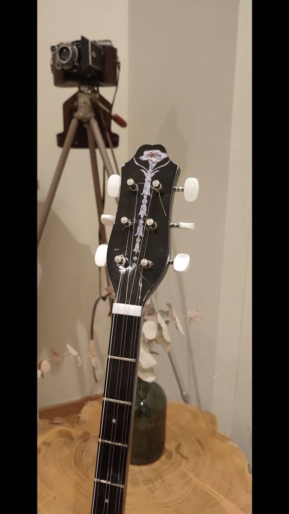 6string Handmade Bouzouki ~ Greek Traditional Handmade Popular Bouzouki ~ Flowers vinyl decal top decorations ~