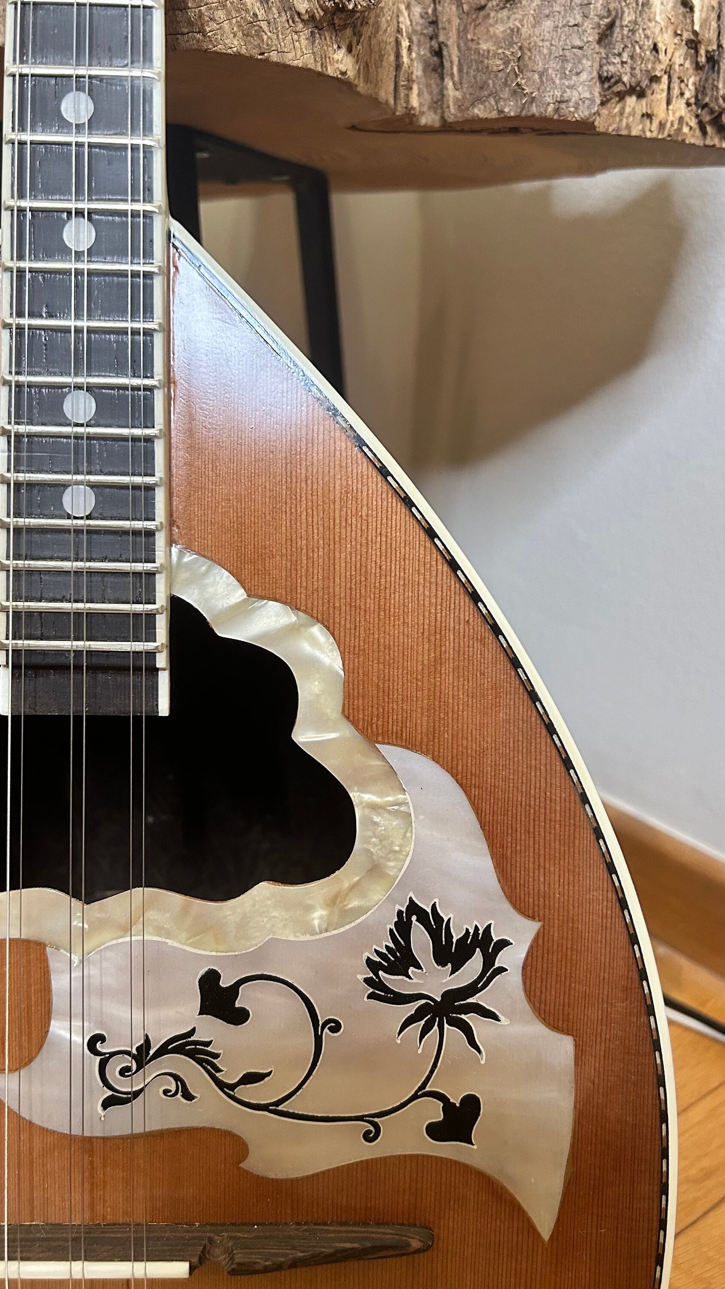 Handmade Greek Rebetiko 6-StringBouzouki - Flowers Celluloid Pickguard & Top Decorations