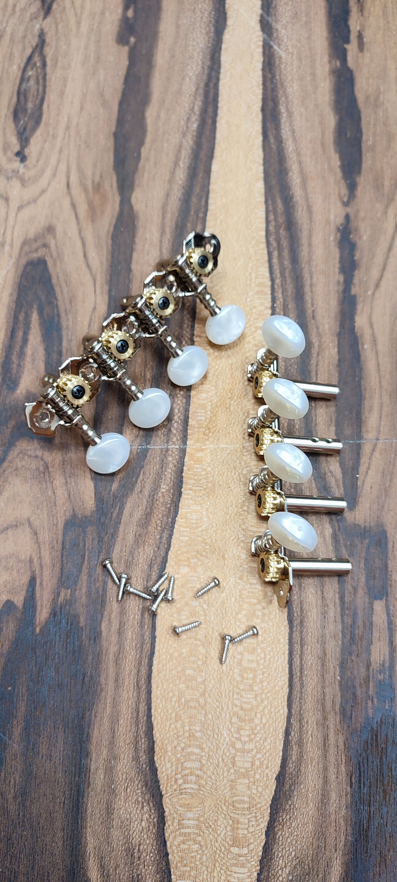 Bouzouki machine heads ~ Gebr Van Gent 43.08ov/P 8string Bouzouki tuners ~ Nickel Colour & White Pearl Button