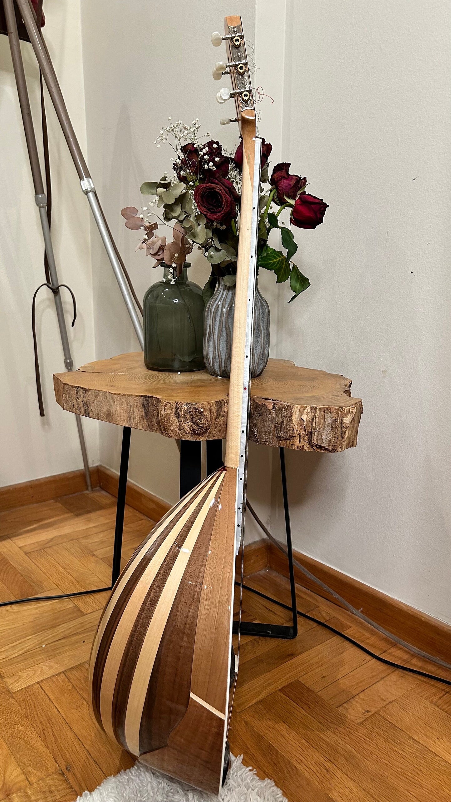 Handmade Greek Traditional 6-String Bouzouki with Popular Rebetiko Style - Vines Celluloid Pickguard and Top Decorations