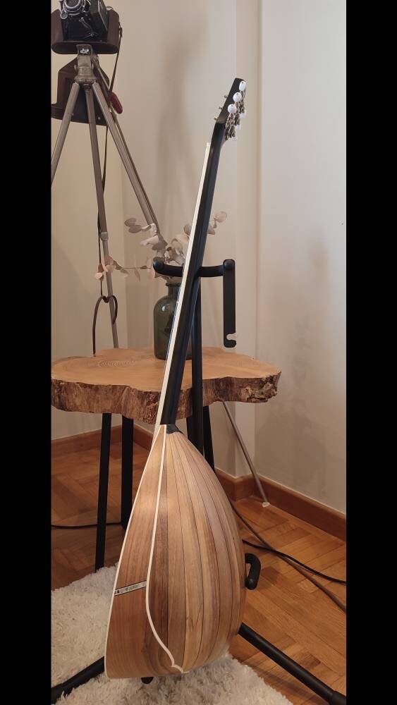 Custom 6-String Handmade Greek Bouzouki with Traditional Rebetiko Design and Abalone Shell Flower Top Decorations