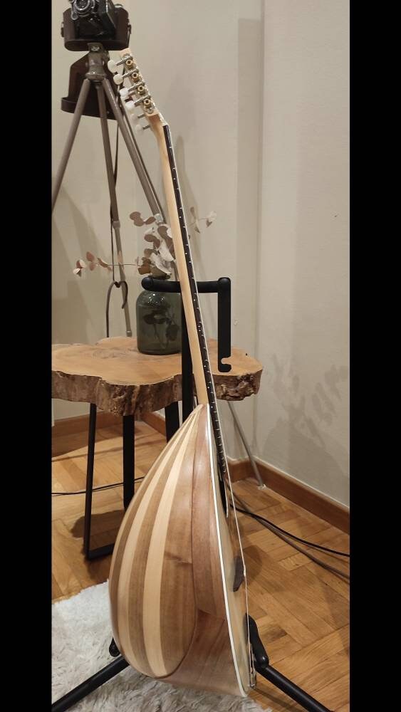 Handmade 8-String Bouzouki - Greek Traditional Instrument with Beautiful Wooden Flower Top Decorations