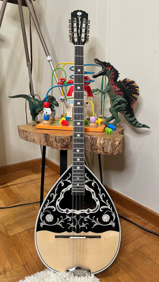 Handmade 8-string Professional Bouzouki with double-action truss rod and exquisite Cellulose Vines&Flower decorations - Greek craftsmanship
